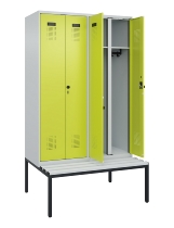 C+P Schwarz-Weiß-Spind Evolo PLUS 0490527-22 mit Bank 2 Abt.je 400mm Zylinder (HxBxT) 2120x800x815mm 9016/6019