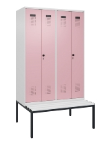 C+P Schwarz-Weiß-Spind Evolo PLUS 0490527-22 mit Bank 2 Abt.je 400mm Zylinder (HxBxT) 2120x800x815mm 9016/6019