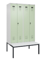 C+P Schwarz-Weiß-Spind Evolo PLUS 0490527-22 mit Bank 2 Abt.je 400mm Zylinder (HxBxT) 2120x800x815mm 9016/6019