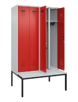C+P Schwarz-Weiß-Spind Evolo PLUS 0490527-22 mit Bank 2 Abt.je 400mm Zylinder (HxBxT) 2120x800x815mm 9016/6019