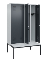 C+P Schwarz-Weiß-Spind Evolo PLUS 0490527-22 mit Bank 2 Abt.je 400mm Zylinder (HxBxT) 2120x800x815mm 9016/6019