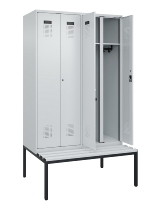 C+P Schwarz-Weiß-Spind Evolo PLUS 0490527-22 mit Bank 2 Abt.je 400mm Zylinder (HxBxT) 2120x800x815mm 9016/6019