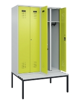 C+P Schwarz-Weiß-Spind Evolo PLUS 0490527-22 mit Bank 2 Abt.je 400mm Zylinder (HxBxT) 2120x800x815mm 9016/6019