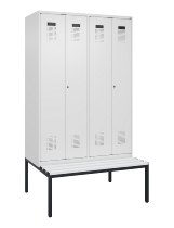 C+P Schwarz-Weiß-Spind Evolo PLUS 0490527-22 mit Bank 2 Abt.je 400mm Zylinder (HxBxT) 2120x800x815mm 9016/6019