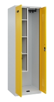 C+P Putzmittel-Spind Evolo PLUS 049110-02 mit Füßen 2 Abt.je 400mm Zylinder (HxBxT) 1950x800x500mm 7035/2004