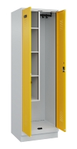 C+P Putzmittel-Spind Evolo PLUS 049110-02 mit Füßen 2 Abt.je 400mm Zylinder (HxBxT) 1950x800x500mm 7035/2004