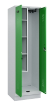 C+P Putzmittel-Spind Evolo PLUS 049110-02 mit Füßen 2 Abt.je 400mm Zylinder (HxBxT) 1950x800x500mm 7035/2004