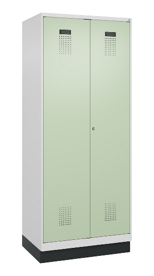 C+P Putzmittel-Spind Evolo PLUS 049110-02 mit Füßen 2 Abt.je 400mm Zylinder (HxBxT) 1950x800x500mm 7035/2004