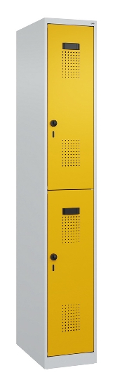 C+P Doppelstock-Spind 049300-32 Evolo PLUS bodenstehend 3 Abt.400mm je 2 Fächer Drehriegel (HxBxT)1850x1200x500mm 9016/6019