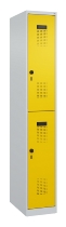 C+P Doppelstock-Spind 049300-32 Evolo PLUS bodenstehend 3 Abt.400mm je 2 Fächer Drehriegel (HxBxT)1850x1200x500mm 9016/6019