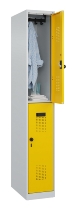 C+P Doppelstock-Spind 049300-32 Evolo PLUS bodenstehend 3 Abt.400mm je 2 Fächer Drehriegel (HxBxT)1850x1200x500mm 9016/6019