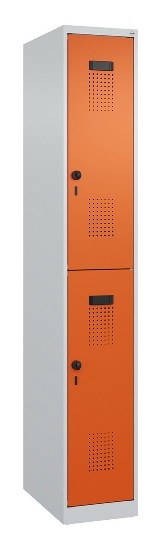 C+P Doppelstock-Spind 049300-32 Evolo PLUS bodenstehend 3 Abt.400mm je 2 Fächer Drehriegel (HxBxT)1850x1200x500mm 9016/6019