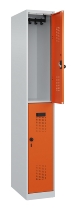 C+P Doppelstock-Spind 049300-32 Evolo PLUS bodenstehend 3 Abt.400mm je 2 Fächer Drehriegel (HxBxT)1850x1200x500mm 9016/6019