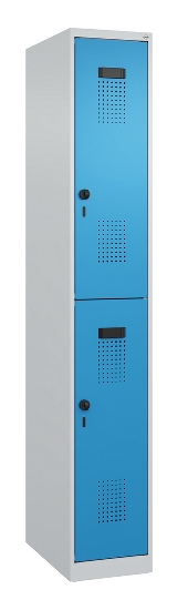 C+P Doppelstock-Spind 049300-32 Evolo PLUS bodenstehend 3 Abt.400mm je 2 Fächer Drehriegel (HxBxT)1850x1200x500mm 9016/6019