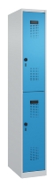 C+P Doppelstock-Spind 049300-32 Evolo PLUS bodenstehend 3 Abt.400mm je 2 Fächer Drehriegel (HxBxT)1850x1200x500mm 9016/6019