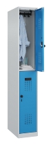 C+P Doppelstock-Spind 049300-32 Evolo PLUS bodenstehend 3 Abt.400mm je 2 Fächer Drehriegel (HxBxT)1850x1200x500mm 9016/6019