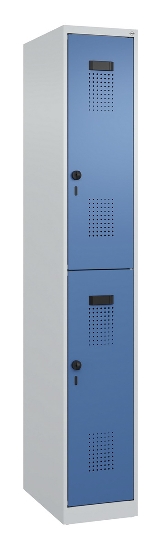 C+P Doppelstock-Spind 049300-32 Evolo PLUS bodenstehend 3 Abt.400mm je 2 Fächer Drehriegel (HxBxT)1850x1200x500mm 9016/6019