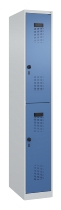 C+P Doppelstock-Spind 049300-32 Evolo PLUS bodenstehend 3 Abt.400mm je 2 Fächer Drehriegel (HxBxT)1850x1200x500mm 9016/6019