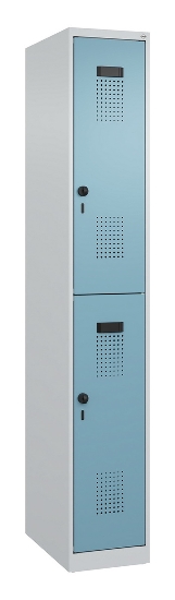 C+P Doppelstock-Spind 049300-32 Evolo PLUS bodenstehend 3 Abt.400mm je 2 Fächer Drehriegel (HxBxT)1850x1200x500mm 9016/6019