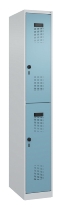 C+P Doppelstock-Spind 049300-32 Evolo PLUS bodenstehend 3 Abt.400mm je 2 Fächer Drehriegel (HxBxT)1850x1200x500mm 9016/6019