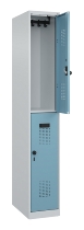 C+P Doppelstock-Spind 049300-32 Evolo PLUS bodenstehend 3 Abt.400mm je 2 Fächer Drehriegel (HxBxT)1850x1200x500mm 9016/6019
