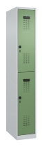 C+P Doppelstock-Spind 049300-32 Evolo PLUS bodenstehend 3 Abt.400mm je 2 Fächer Drehriegel (HxBxT)1850x1200x500mm 9016/6019