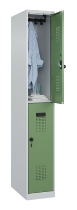 C+P Doppelstock-Spind 049300-32 Evolo PLUS bodenstehend 3 Abt.400mm je 2 Fächer Drehriegel (HxBxT)1850x1200x500mm 9016/6019