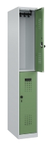 C+P Doppelstock-Spind 049300-32 Evolo PLUS bodenstehend 3 Abt.400mm je 2 Fächer Drehriegel (HxBxT)1850x1200x500mm 9016/6019