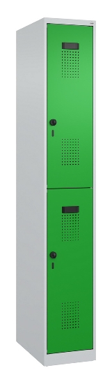 C+P Doppelstock-Spind 049300-32 Evolo PLUS bodenstehend 3 Abt.400mm je 2 Fächer Drehriegel (HxBxT)1850x1200x500mm 9016/6019
