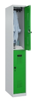 C+P Doppelstock-Spind 049300-32 Evolo PLUS bodenstehend 3 Abt.400mm je 2 Fächer Drehriegel (HxBxT)1850x1200x500mm 9016/6019