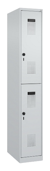 C+P Doppelstock-Spind 049300-32 Evolo PLUS bodenstehend 3 Abt.400mm je 2 Fächer Drehriegel (HxBxT)1850x1200x500mm 9016/6019