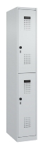 C+P Doppelstock-Spind 049300-32 Evolo PLUS bodenstehend 3 Abt.400mm je 2 Fächer Drehriegel (HxBxT)1850x1200x500mm 9016/6019