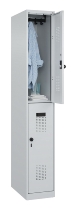 C+P Doppelstock-Spind 049300-32 Evolo PLUS bodenstehend 3 Abt.400mm je 2 Fächer Drehriegel (HxBxT)1850x1200x500mm 9016/6019