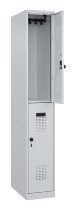 C+P Doppelstock-Spind 049300-32 Evolo PLUS bodenstehend 3 Abt.400mm je 2 Fächer Drehriegel (HxBxT)1850x1200x500mm 9016/6019