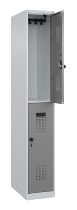 C+P Doppelstock-Spind 049300-32 Evolo PLUS bodenstehend 3 Abt.400mm je 2 Fächer Drehriegel (HxBxT)1850x1200x500mm 9016/6019