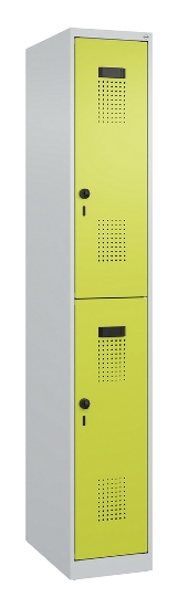 C+P Doppelstock-Spind 049300-32 Evolo PLUS bodenstehend 3 Abt.400mm je 2 Fächer Drehriegel (HxBxT)1850x1200x500mm 9016/6019