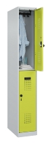 C+P Doppelstock-Spind 049300-32 Evolo PLUS bodenstehend 3 Abt.400mm je 2 Fächer Drehriegel (HxBxT)1850x1200x500mm 9016/6019