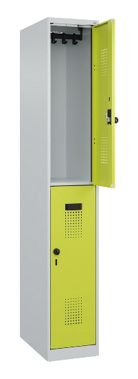 C+P Doppelstock-Spind 049300-32 Evolo PLUS bodenstehend 3 Abt.400mm je 2 Fächer Drehriegel (HxBxT)1850x1200x500mm 9016/6019