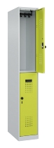 C+P Doppelstock-Spind 049300-32 Evolo PLUS bodenstehend 3 Abt.400mm je 2 Fächer Drehriegel (HxBxT)1850x1200x500mm 9016/6019