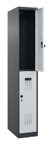 C+P Doppelstock-Spind 049300-32 Evolo PLUS bodenstehend 3 Abt.400mm je 2 Fächer Drehriegel (HxBxT)1850x1200x500mm 9016/6019