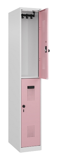 C+P Doppelstock-Spind 049300-32 Evolo PLUS bodenstehend 3 Abt.400mm je 2 Fächer Drehriegel (HxBxT)1850x1200x500mm 9016/6019