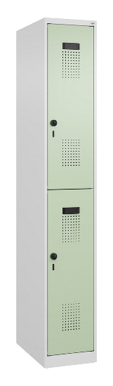 C+P Doppelstock-Spind 049300-32 Evolo PLUS bodenstehend 3 Abt.400mm je 2 Fächer Drehriegel (HxBxT)1850x1200x500mm 9016/6019