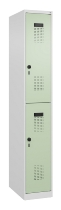 C+P Doppelstock-Spind 049300-32 Evolo PLUS bodenstehend 3 Abt.400mm je 2 Fächer Drehriegel (HxBxT)1850x1200x500mm 9016/6019