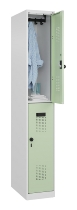 C+P Doppelstock-Spind 049300-32 Evolo PLUS bodenstehend 3 Abt.400mm je 2 Fächer Drehriegel (HxBxT)1850x1200x500mm 9016/6019