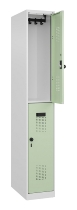 C+P Doppelstock-Spind 049300-32 Evolo PLUS bodenstehend 3 Abt.400mm je 2 Fächer Drehriegel (HxBxT)1850x1200x500mm 9016/6019