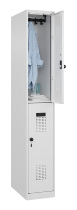 C+P Doppelstock-Spind 049300-32 Evolo PLUS bodenstehend 3 Abt.400mm je 2 Fächer Drehriegel (HxBxT)1850x1200x500mm 9016/6019