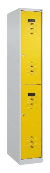 C+P Doppelstock-Spind 049300-32 Evolo PLUS bodenstehend 3 Abt.400mm je 2 Fächer Drehriegel (HxBxT)1850x1200x500mm 9016/6019