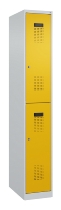 C+P Doppelstock-Spind 049300-32 Evolo PLUS bodenstehend 3 Abt.400mm je 2 Fächer Drehriegel (HxBxT)1850x1200x500mm 9016/6019
