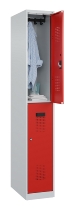 C+P Doppelstock-Spind 049300-32 Evolo PLUS bodenstehend 3 Abt.400mm je 2 Fächer Drehriegel (HxBxT)1850x1200x500mm 9016/6019