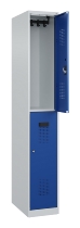 C+P Doppelstock-Spind 049300-32 Evolo PLUS bodenstehend 3 Abt.400mm je 2 Fächer Drehriegel (HxBxT)1850x1200x500mm 9016/6019